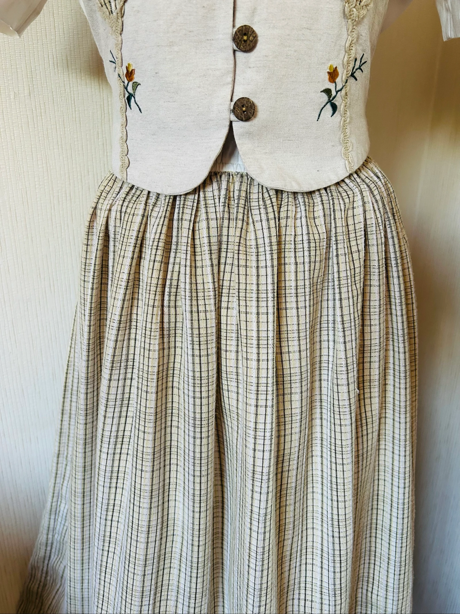 🌿🌻Robe vintage broderie champêtre cottagecore folk embroidered country dress 36/38🌻🌿 – photo 10